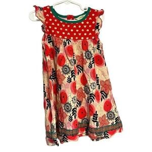 Matilda Jane Red Christmas Holiday Make Believe Glad‎ Tidings Dress 4 Whimsy